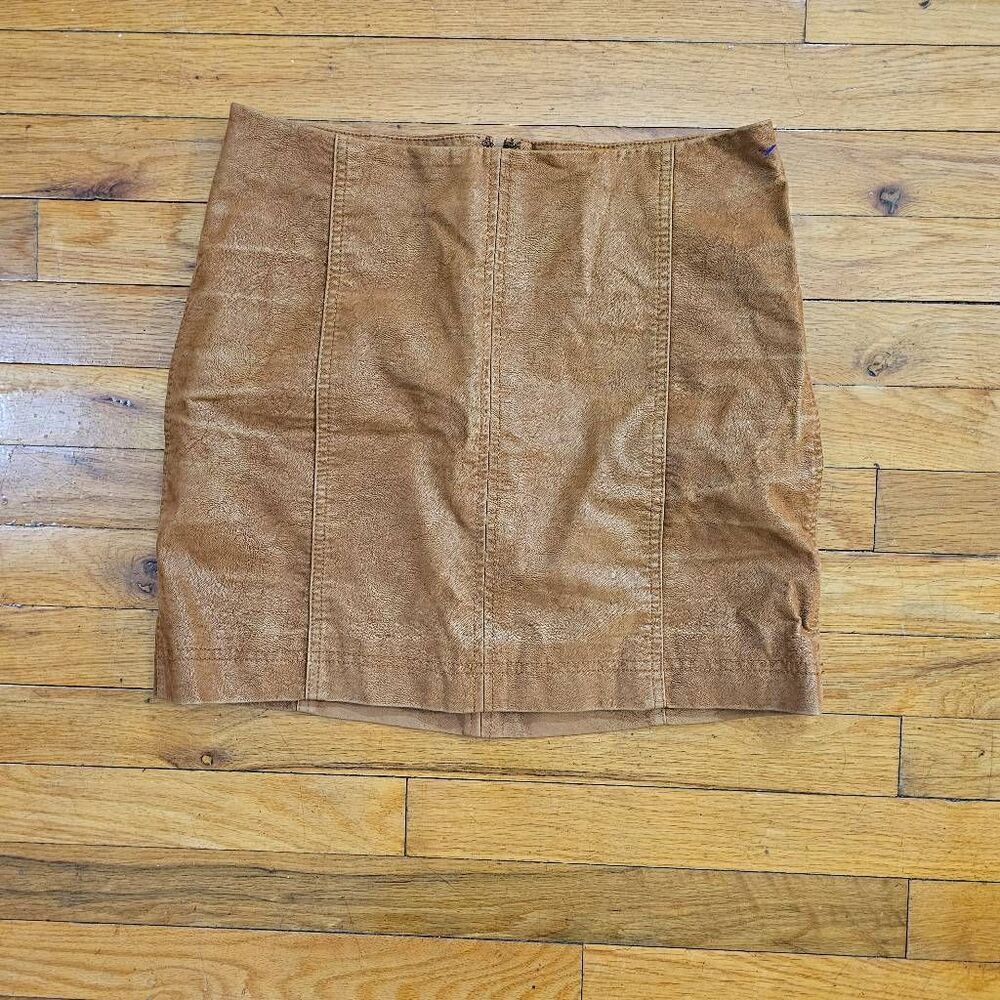 Free People Brown Tan Leather Skirt Women Size 6